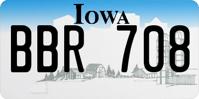 IA license plate BBR708