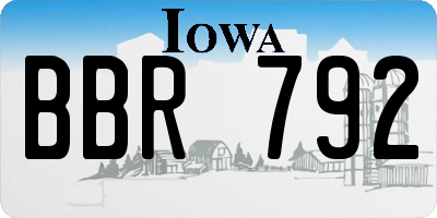 IA license plate BBR792