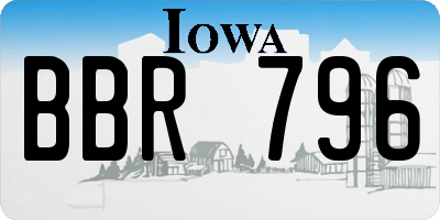 IA license plate BBR796