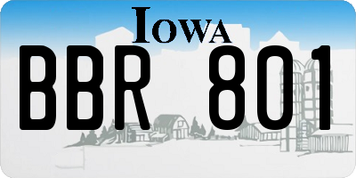 IA license plate BBR801
