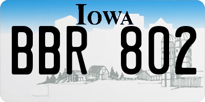 IA license plate BBR802