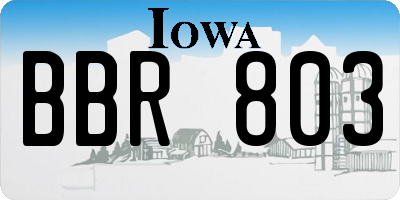 IA license plate BBR803