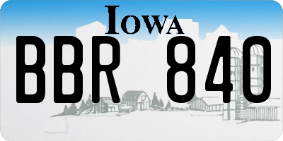 IA license plate BBR840