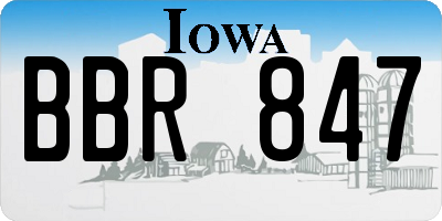 IA license plate BBR847