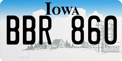IA license plate BBR860