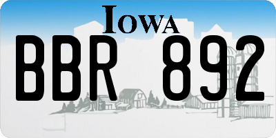 IA license plate BBR892