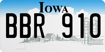 IA license plate BBR910