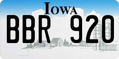 IA license plate BBR920