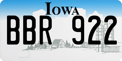IA license plate BBR922