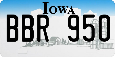 IA license plate BBR950