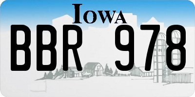 IA license plate BBR978