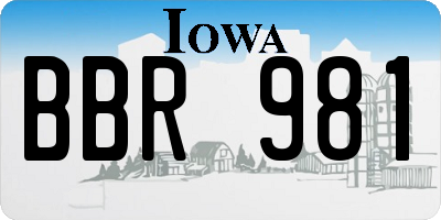 IA license plate BBR981