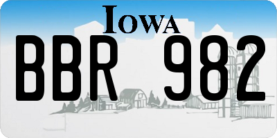IA license plate BBR982