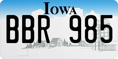 IA license plate BBR985