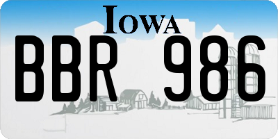 IA license plate BBR986