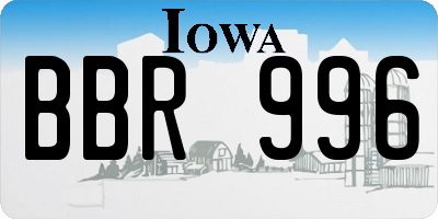 IA license plate BBR996