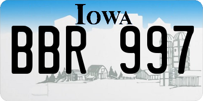 IA license plate BBR997