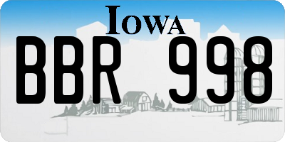 IA license plate BBR998