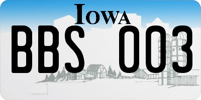 IA license plate BBS003