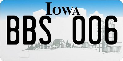IA license plate BBS006