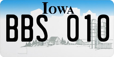 IA license plate BBS010
