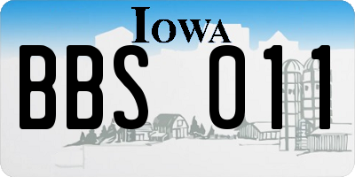 IA license plate BBS011