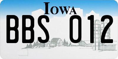 IA license plate BBS012