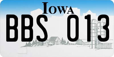 IA license plate BBS013