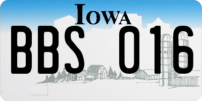 IA license plate BBS016