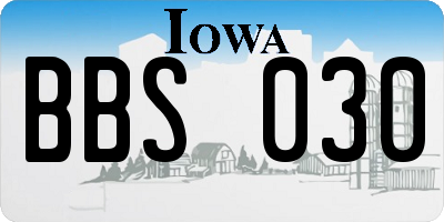 IA license plate BBS030
