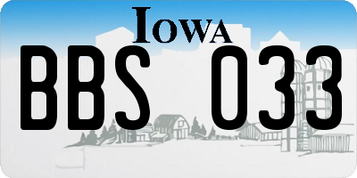 IA license plate BBS033