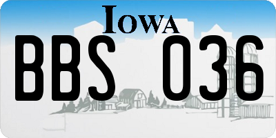 IA license plate BBS036
