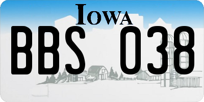 IA license plate BBS038