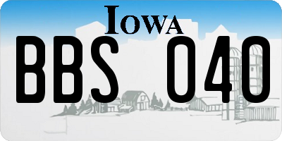 IA license plate BBS040
