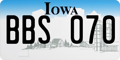 IA license plate BBS070