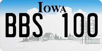 IA license plate BBS100