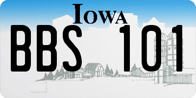 IA license plate BBS101