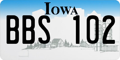 IA license plate BBS102