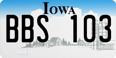IA license plate BBS103