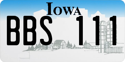 IA license plate BBS111