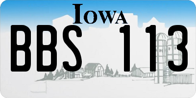 IA license plate BBS113