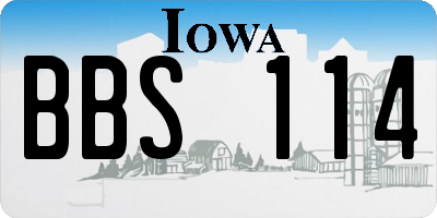 IA license plate BBS114