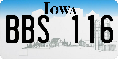 IA license plate BBS116