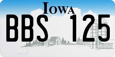 IA license plate BBS125