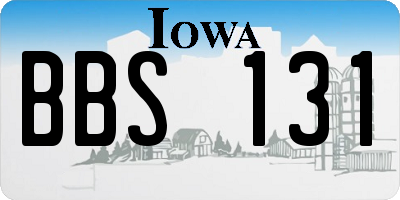IA license plate BBS131