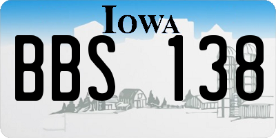 IA license plate BBS138