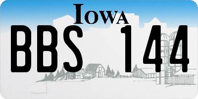 IA license plate BBS144