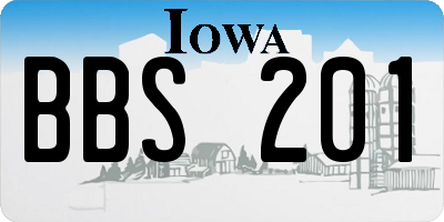 IA license plate BBS201