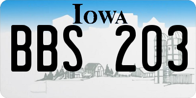 IA license plate BBS203