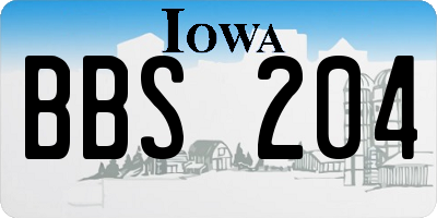 IA license plate BBS204